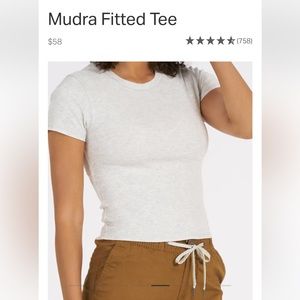 Vuori mudra short sleeve fitted tee size M new with tags white Heather